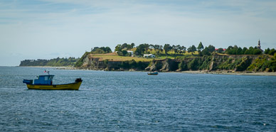 View of Chiloe Island from ferry