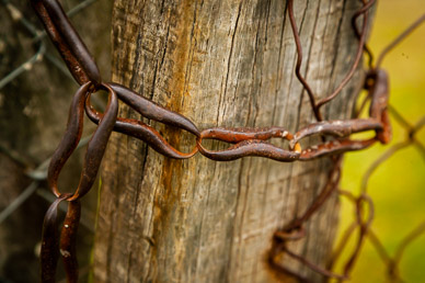 Rusting chain on Chiloe Island