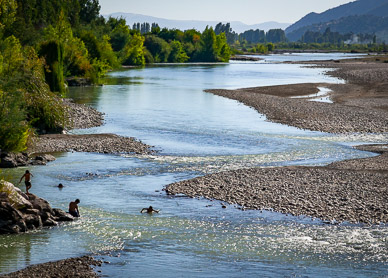 Swimming in the rio, Colchagua Valley