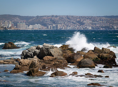 Valparaiso in distance, from Vina del Mar
