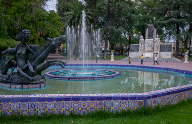 Downtown Mendoza, full of parks and water