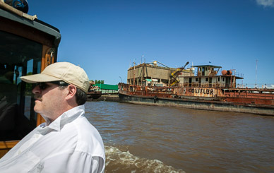 Exploring waterways of Parana Delta outside Buenos Aires