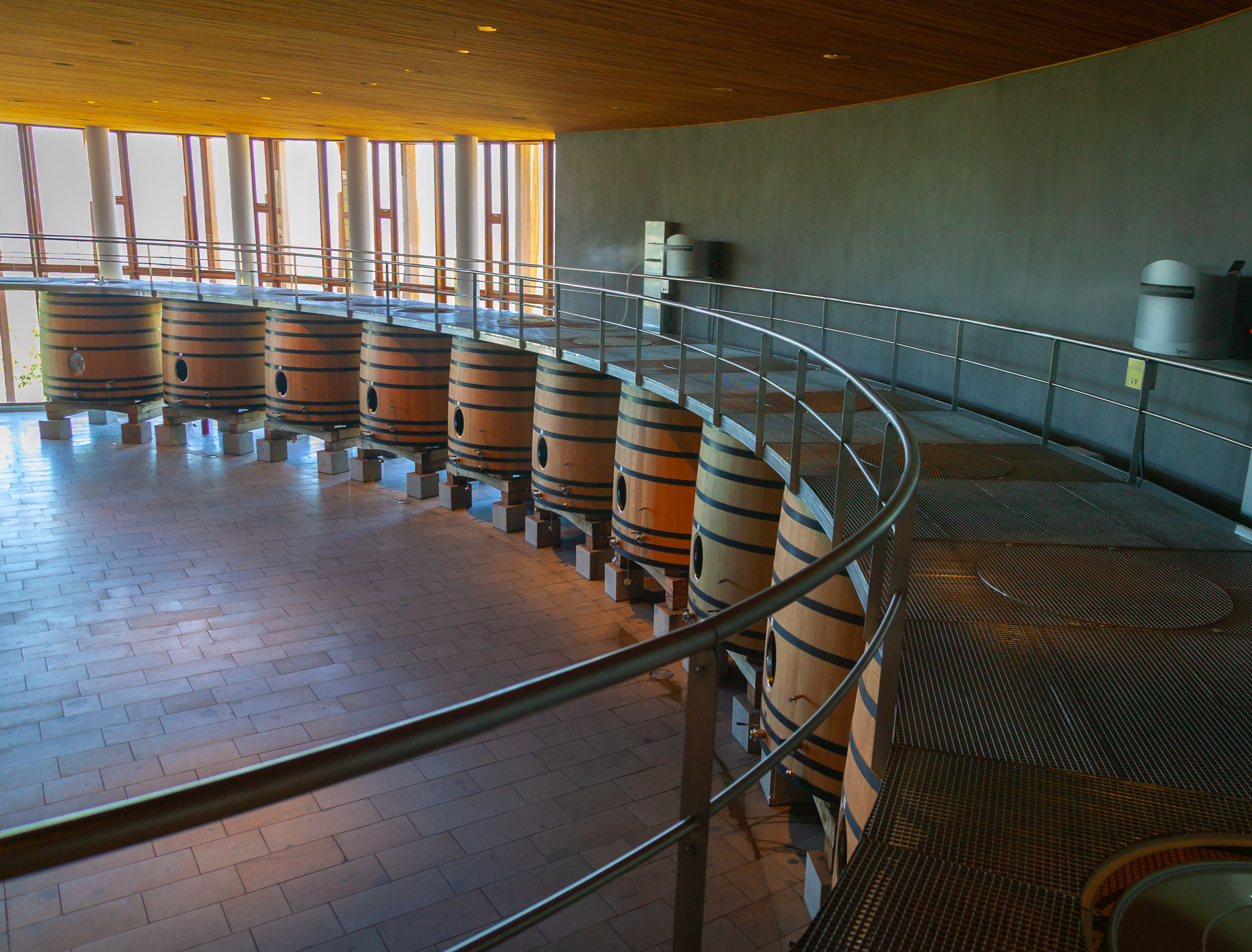 Oak barrel fermentors at Lapostolle Clos Apalta