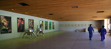 Room where grapes are destemmed and sorted by hand at Clos Apalta