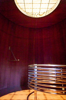 Oak barrel fermentors, interior cooling coils at Clos Apalta