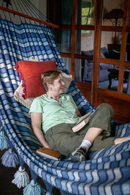 Poppy outside her room