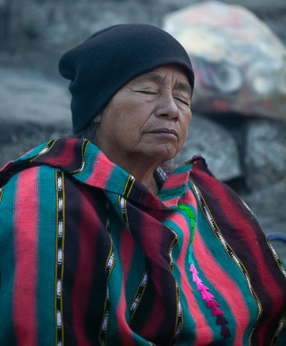 Maya ritual on steps of Catholic church