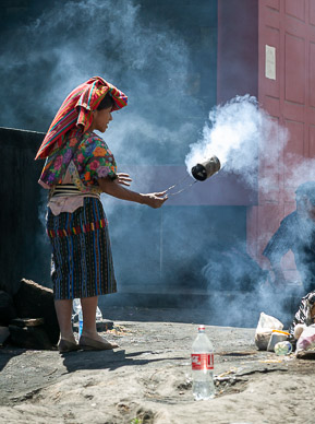 Mayan ritual inside Catholic cemetery