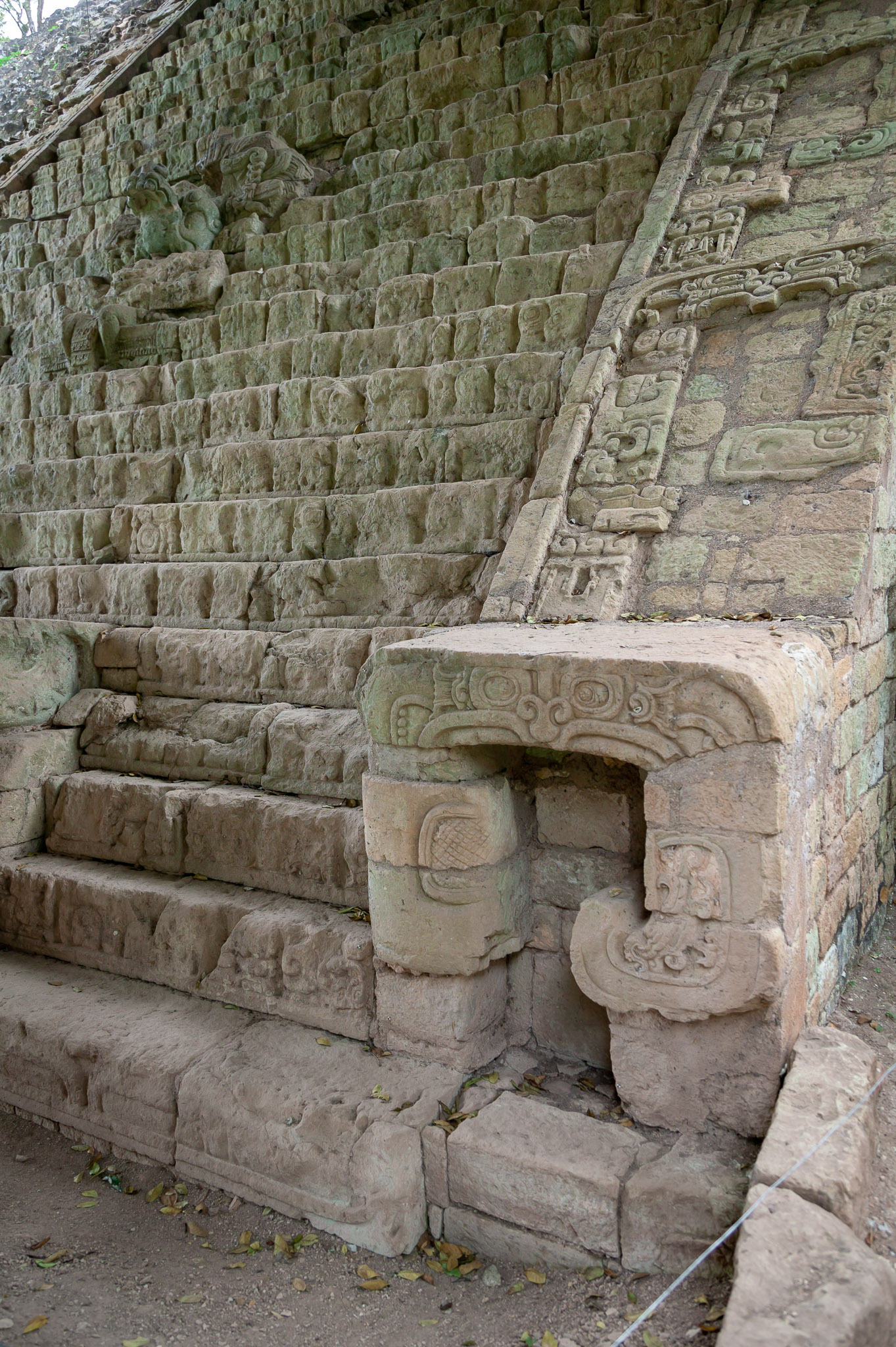 Exterior staircase with calendar carved into stairs