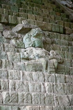 Exterior staircase with calendar carved into stairs