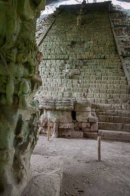 Exterior staircase with calendar carved into stairs