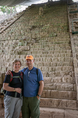 Exterior staircase with calendar carved into stairs