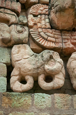 Bird head overlooking courtyard (probably held game ring)