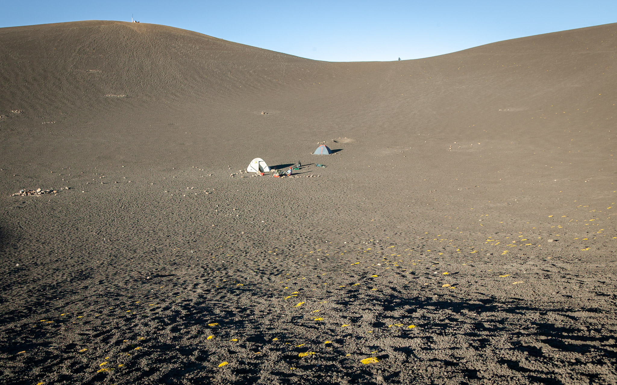 Camped in center of crater