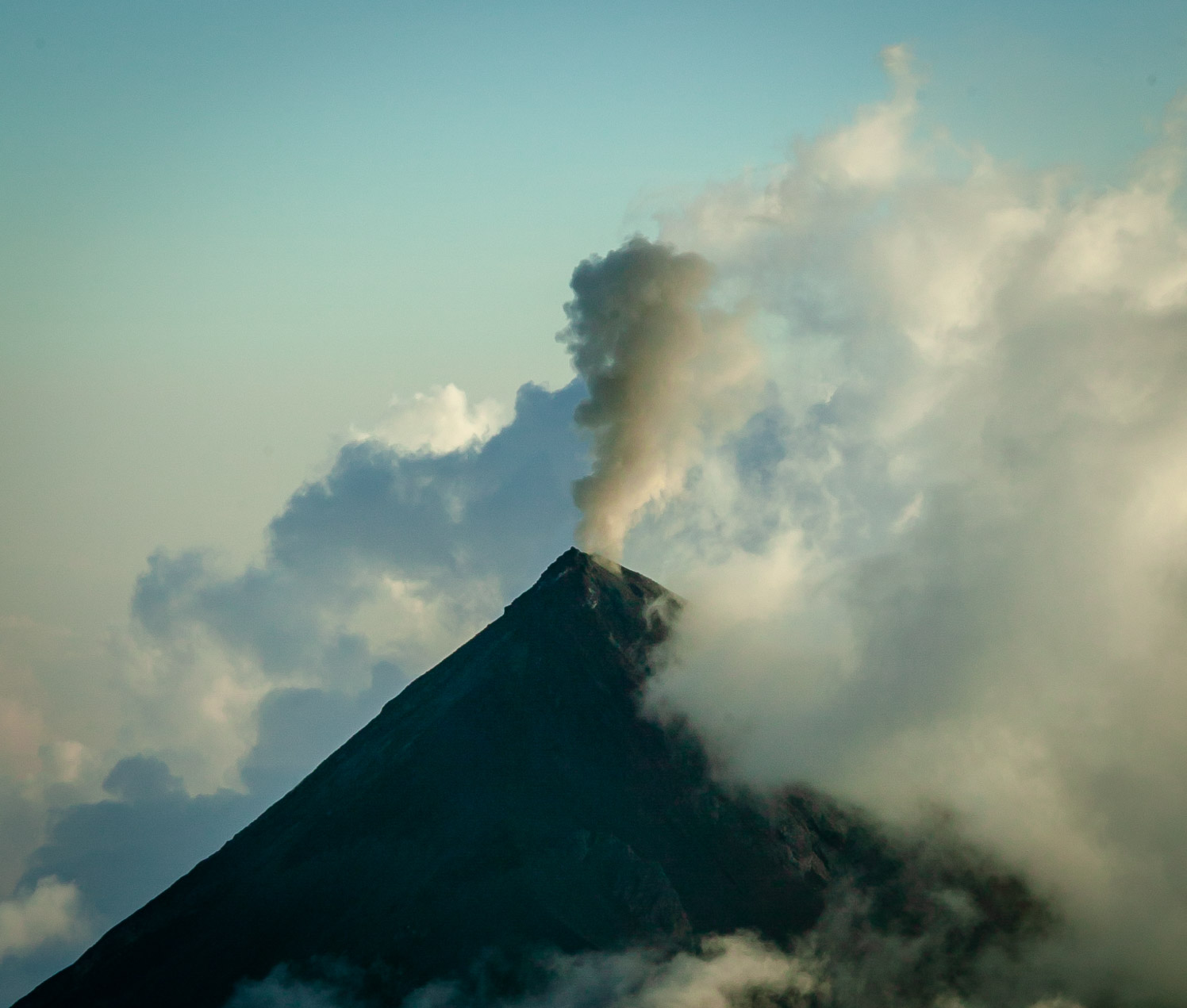 Active Volcán de Fuego nearby