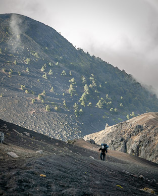 Up the final crater slope