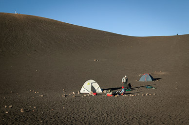 Camped in center of crater