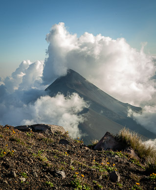 Active Volcán de Fuego nearby