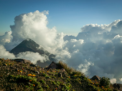 Active Volcán de Fuego nearby