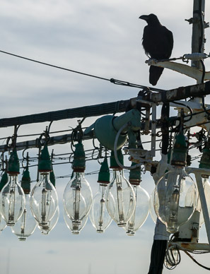 Nighttime squid fishing boat in Otaru