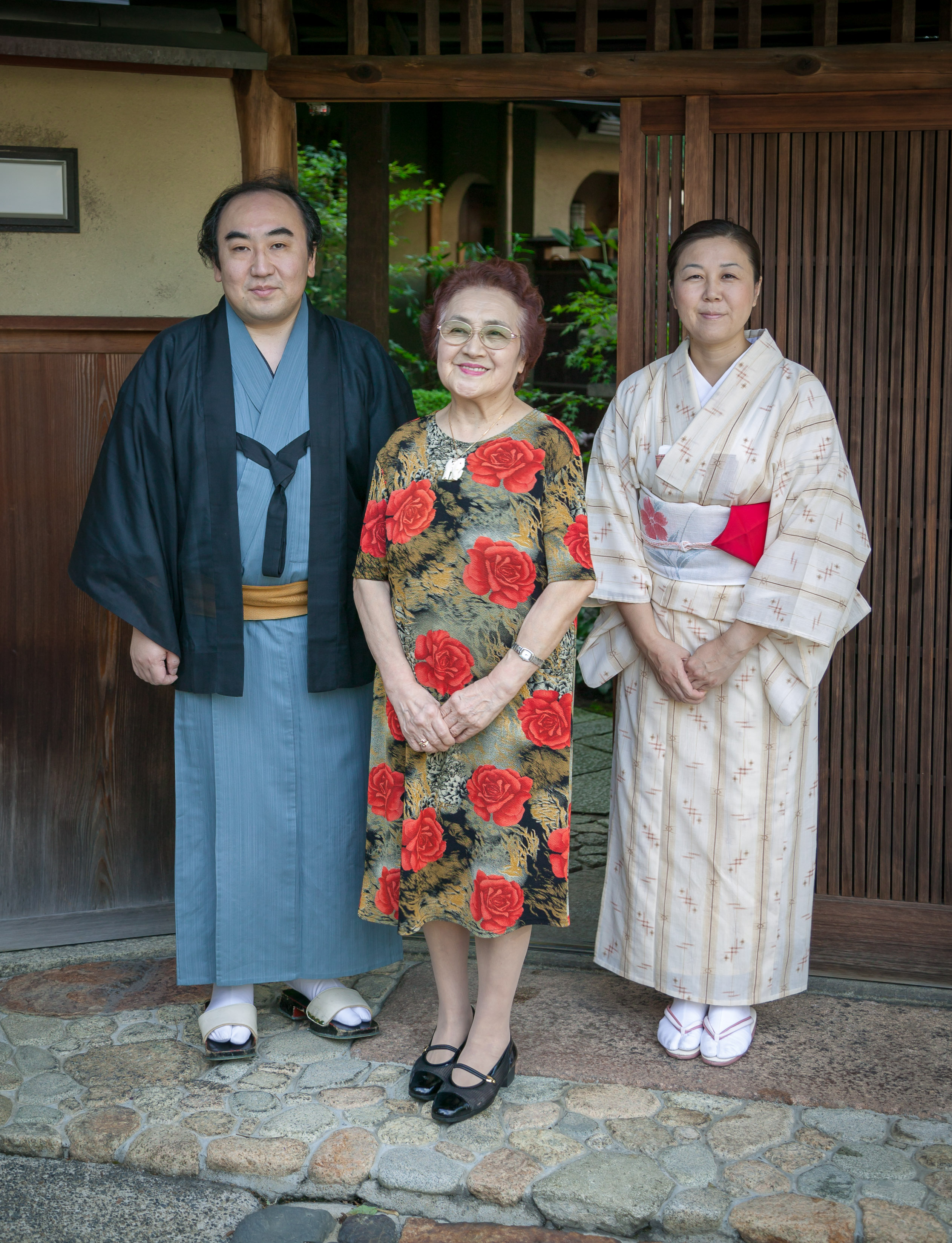Family welcoming us for tea ceremony