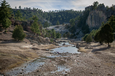 Doing laundry in Cusárare River at Sierra Lodge