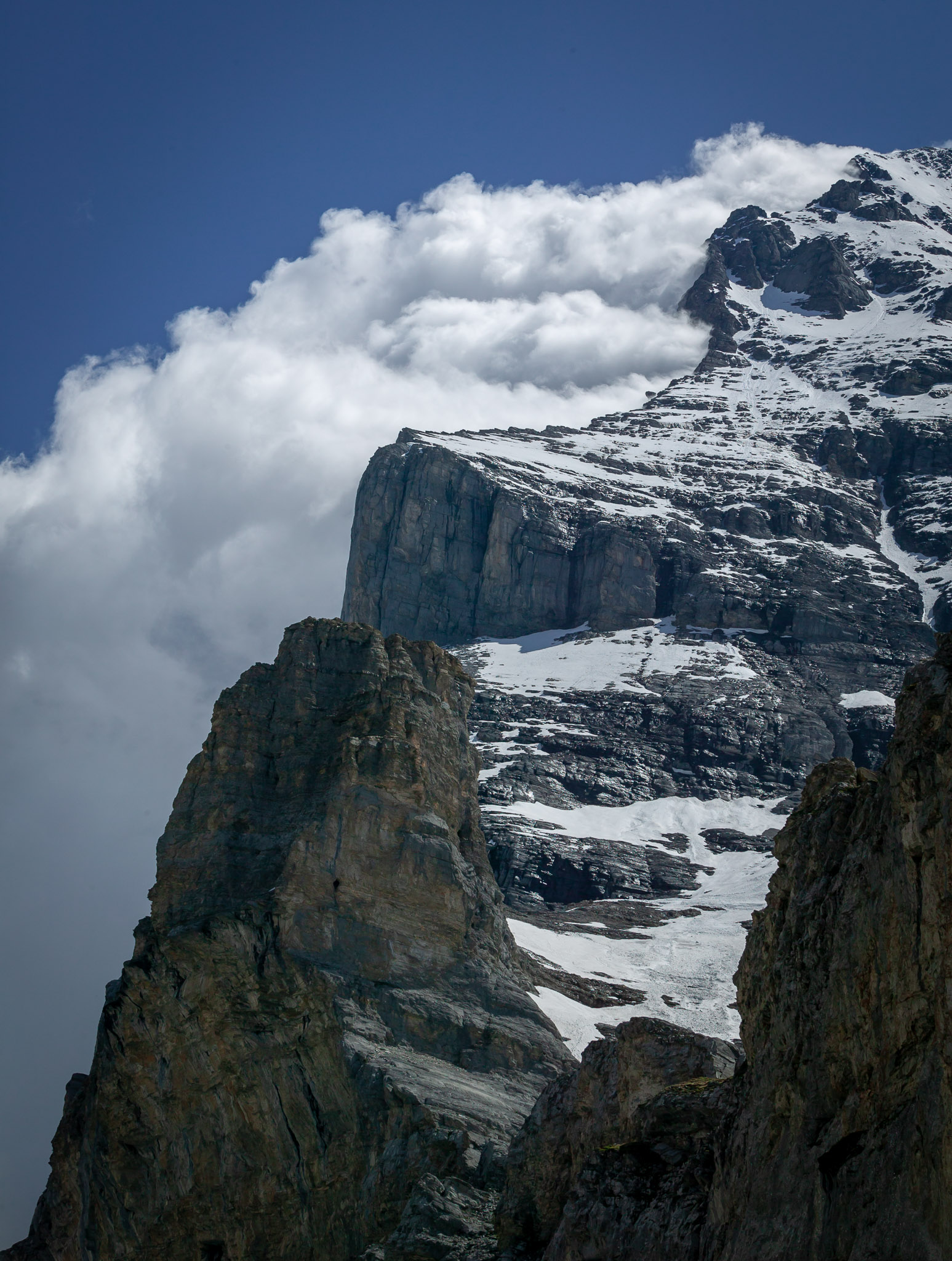 Clouds forming on face of the Eiger