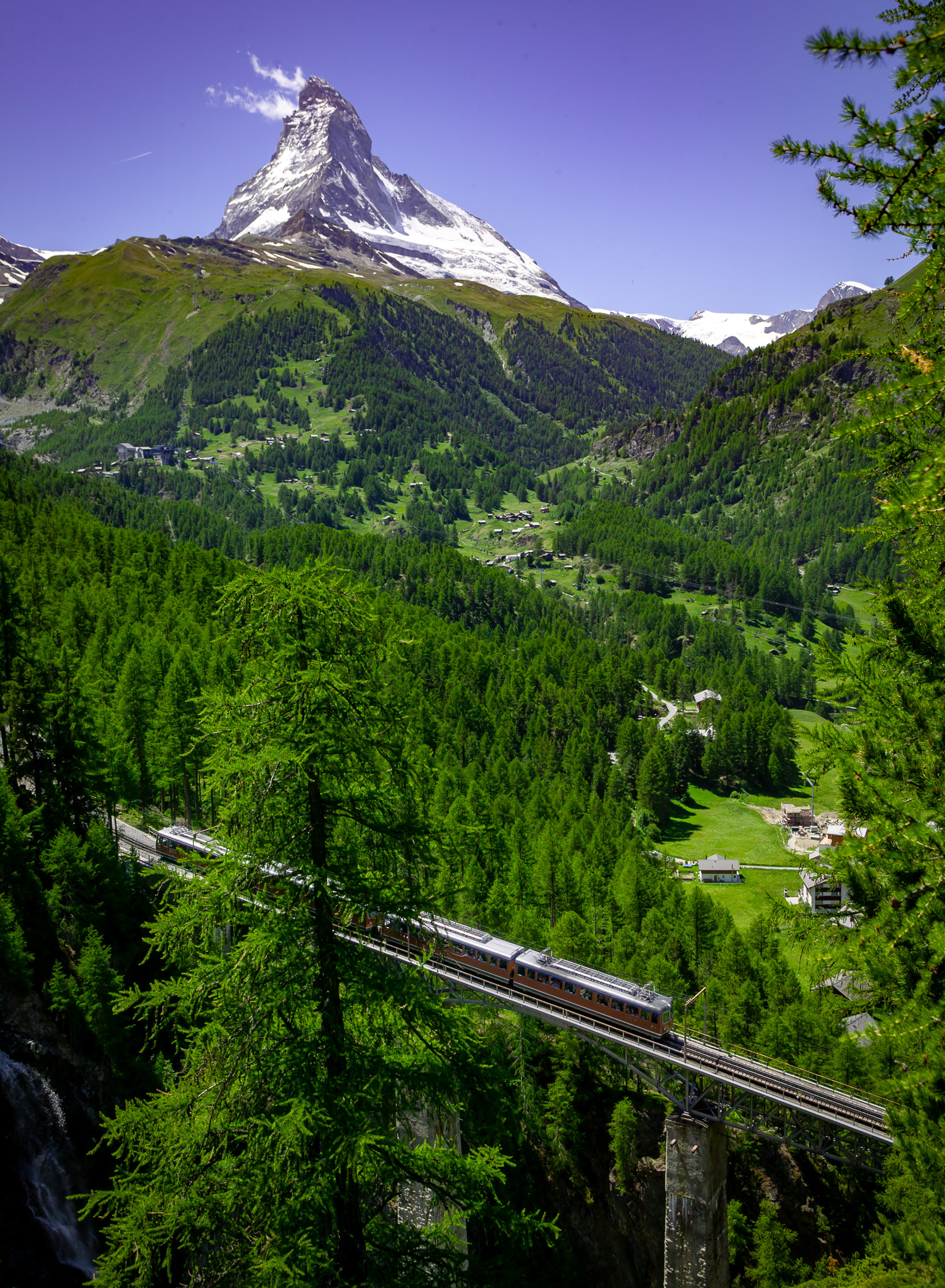 Gornergrat railway just above Zermatt