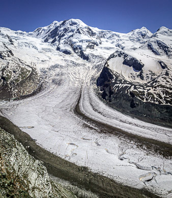 Gornergrat view of Monte Rosa (high point in Switzerland)