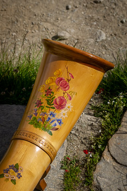 Hugo playing alphorn