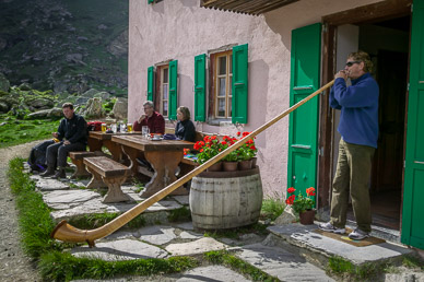 Hugo playing alphorn