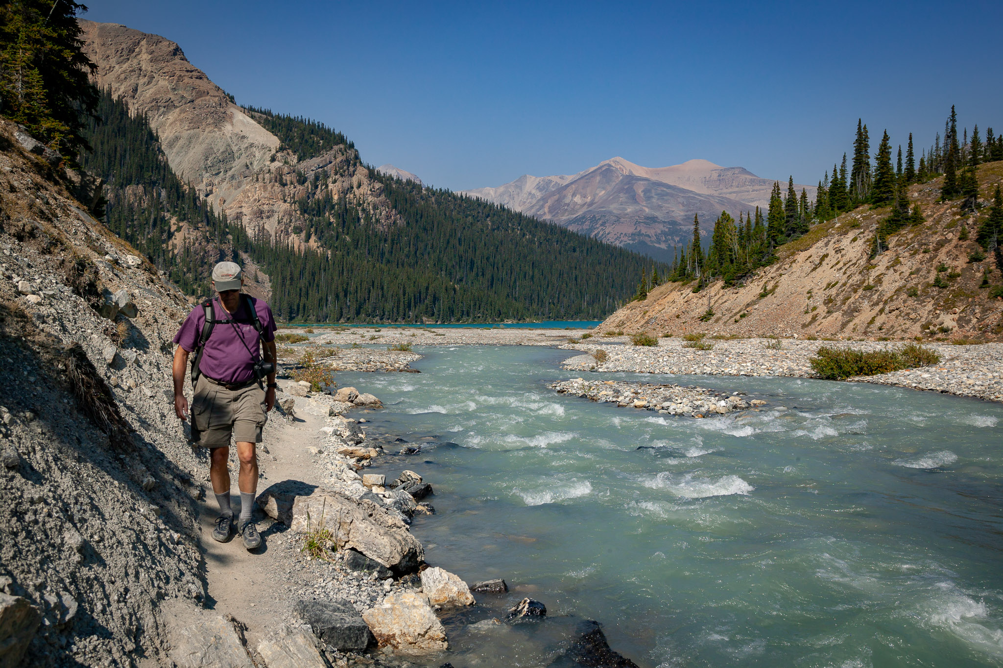 Hiking up to Bow Glacier Falls