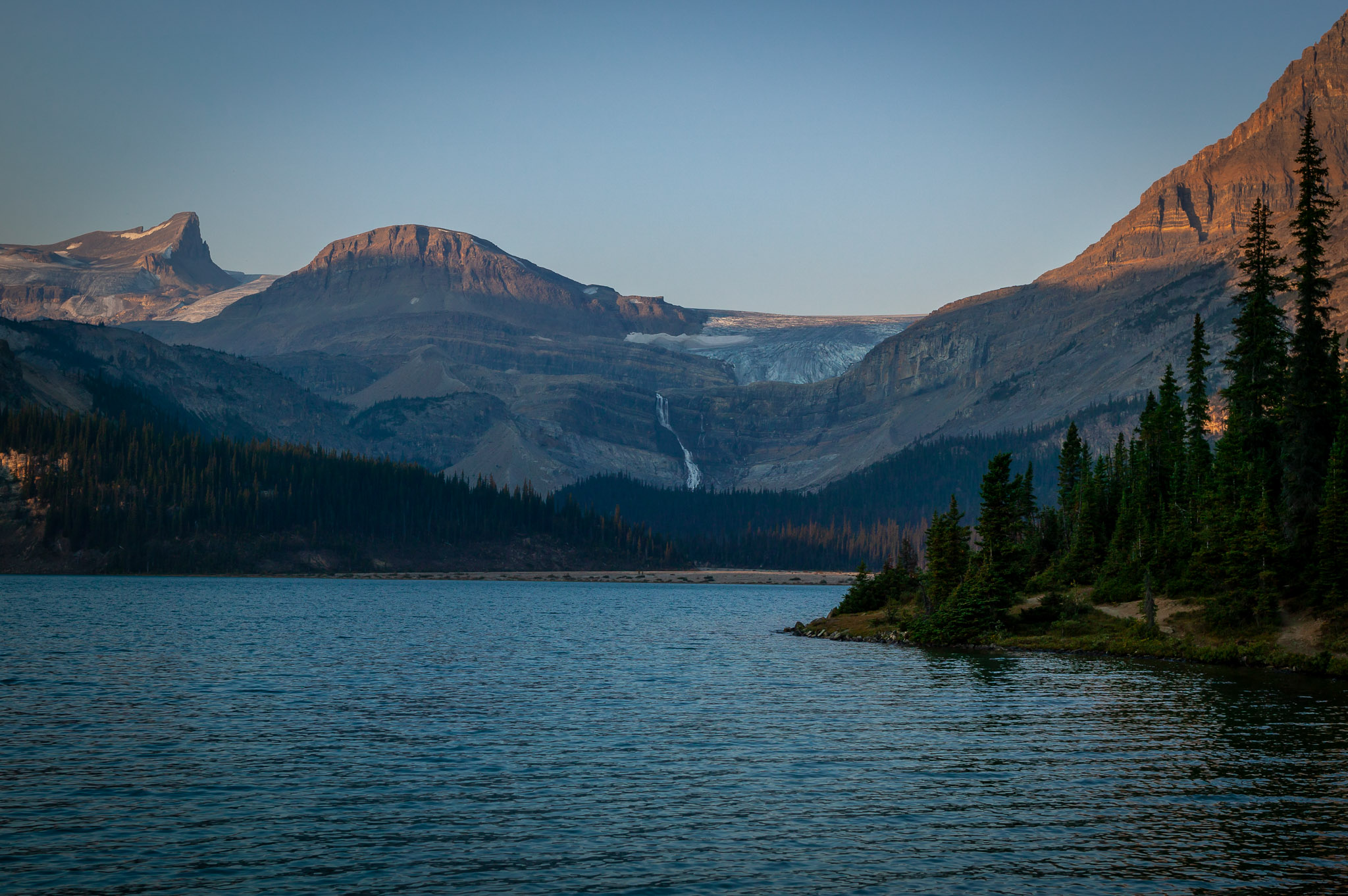 Bow Glacier Falls & Bow Lake at Sunrise