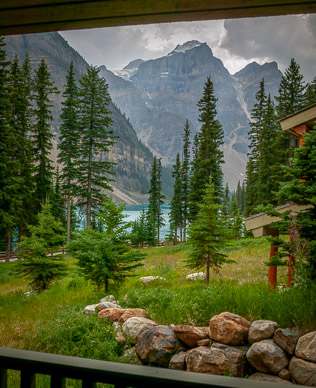 View from room at Moraine Lake Lodge