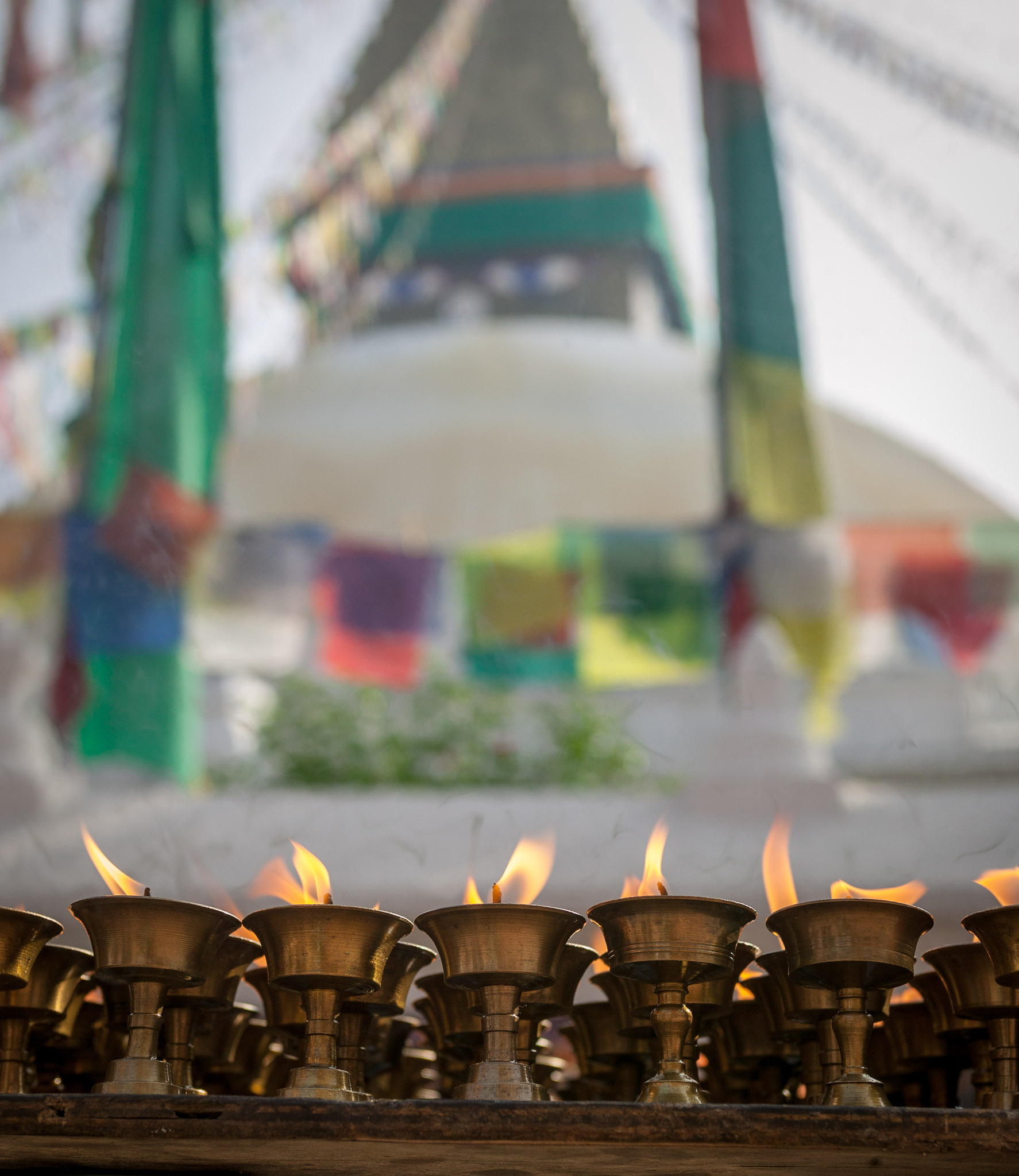 Butter lamps at Boudha Stupa