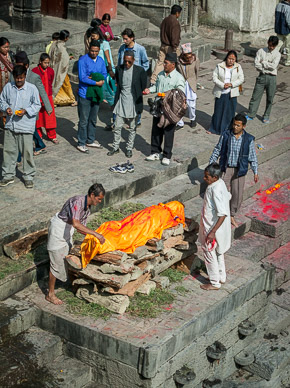 Cremation ceremony at Pashupatinath Temple
