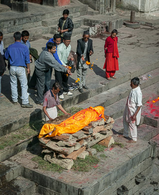 Cremation ceremony at Pashupatinath Temple