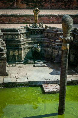Bhaktapur moat filled with green water