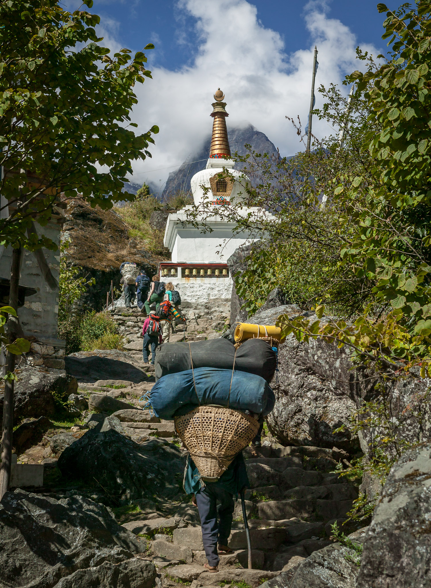Lots of Stupas on holy mountain ridges