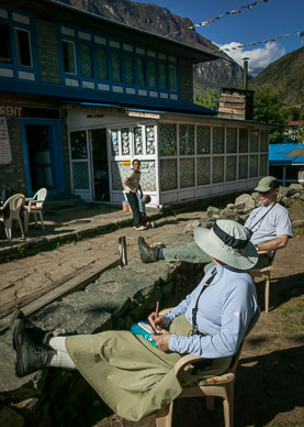 Relaxing at first camp