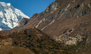 Thame Monastery in distance