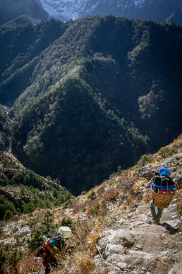 Crossing drainage to Tengboche Monastery (on far ridge)