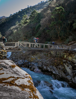 Crossing drainage to Tengboche Monastery (on far ridge)