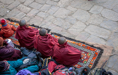 Buddhist nuns watching Dance of the Masks